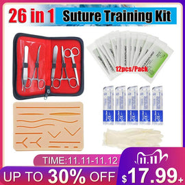 26 In 1 Skin Suture Surgical Training Kit Silicone Pad Needle Scissors Soft Easy to Operate Teaching Resource Kit